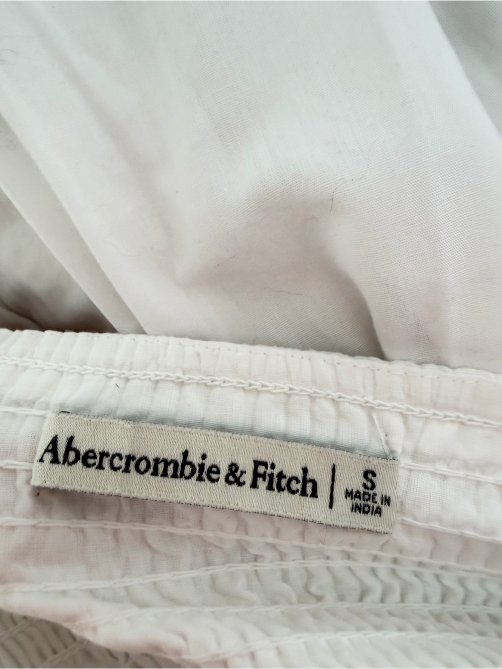 Abercrombie & Fitch White Emerson Pleated Puff Sleeve Mini Dress S 8466 - Picture 8 of 11